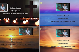 create photo slideshow,funeral,memorial,tribute life commemorative in 24 hours