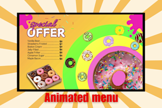 design digital menu and animated menu of coffee shop or restaurant