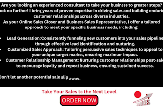 be your business sales closer sales representative sales agent to boost business