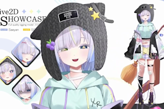 draw and rig anime 2d vtuber model, live2d model, vtuber outfit, live2d rigging