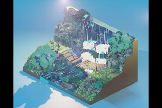 create low poly 3d model diorama scenes