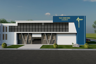 do church design  elevation 3d rendering  interior design