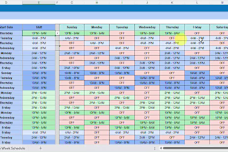 create automatic shift or manpower schedule weekly rota in excel or google sheet