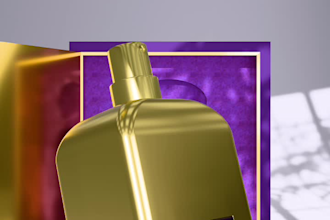 luxury perfume packaging and label design with dieline