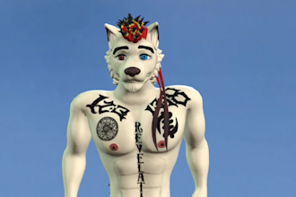 do vrchat avatar furry nsfw 3d vtuber model, second life avatar vseeface vrc vr