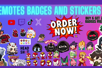 draw cute custom chibi emotes or sub badges for twitch, discord, vtuber