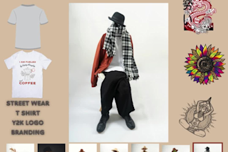 design street wear website and custom y2k logo and t shirt or hoodie website