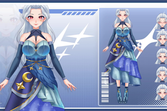 design and rigging vtuber character, anime live2d model