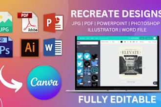 redesign, covert or recreate anything in canva