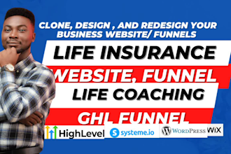 design life insurance website life coaching website ghl funnels insurance leads