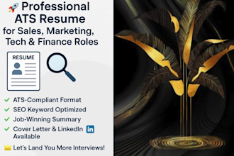 write a professional ats resume for sales, marketing, accounting, and tech role