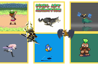 do 2d pixel animation, pixel art sprite sheet character, pixel nft art, assets