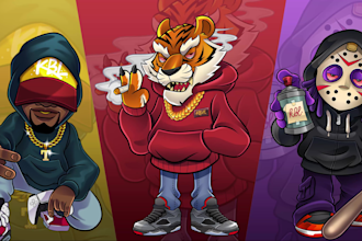 draw your mascot cartoon logo, character design or gaming