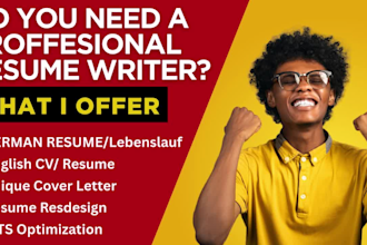 do an ats compliant occupation CV, lebenslauf, english resume and cover letter