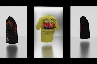 do realistic 3d clothing mockup animation of tshirt and hoodie