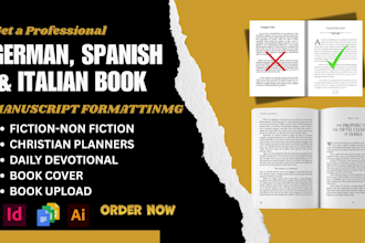 design, format german book, italian ebook, manuscript formatting