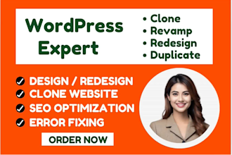 build wordpress website development, design, redesign, clone, wordpress website