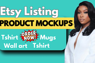 create super attractive etsy product mockups for tshirt art mug that boost sales