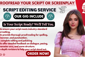 edit, format, and proofread your script or screenplay