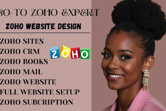 design zoho website on zoho sites, zoho landing page, zoho mail, zoho commerce
