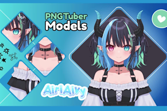 design custom pngtuber character model in anime style for streaming