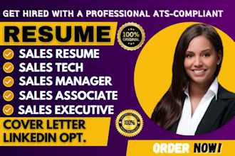 write sales representative, associate, executive, assistant tech sales resume CV