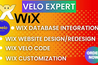 develop wix website design redesign wix wix velo wix velo code database expert