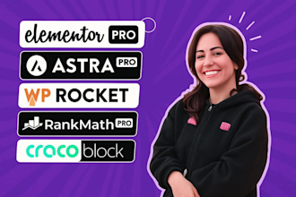 install elementor pro, astra pro, rankmath pro, wp rocket and crocoblock