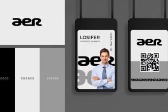 do modern id badge and lanyard design for startup