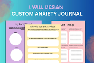 design custom mental health, anxiety journal pages for you