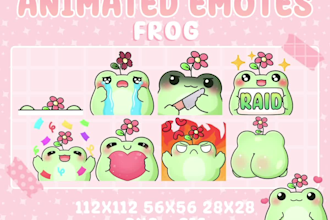 send you premade cute frog emotes for twitch, discord
