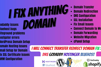 connect, transfer, redirect domain, fix SSL, dns, godaddy, hostinger, bluehost