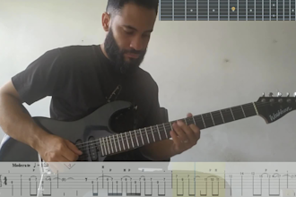 make guitar video tutorial with animated tabs on screen