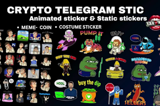 create telegram animated sticker custom gif, pack for your crypto project