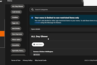 expert skipthedishes account and menu management services