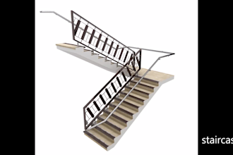model and render any staircase or architectural detail in 3d