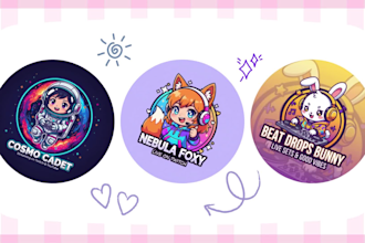 design adorable vtuber twitch emotes and chibi logo for streamer pngtuber