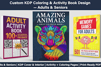 design adult coloring book and activity pages for amazon KDP