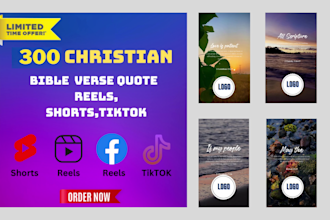 professionaly create 300 bible christian quotes reels,shorts