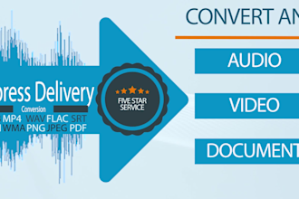 convert any audio or video files to mp3, wav, mp4, mov, etc