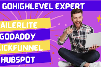 build gohighlevel website, landing page expert mailerlite, clickfunnels, godaddy