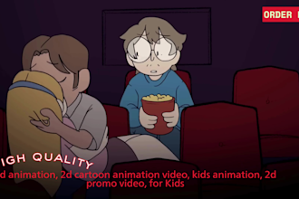 create 2d animation, 2d cartoon animation video, kids animation, 2d promo video