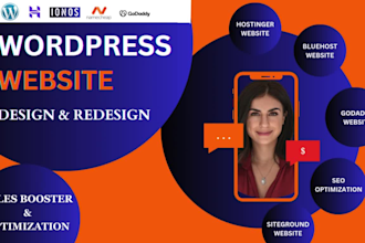 setup redesign business wordpress website on ionos siteground bluehost godaddy