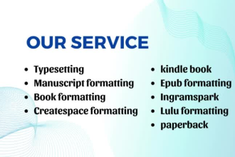 do book formatting, typesetting, manuscript, epub and createspace formatting