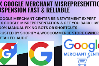 fix google merchant center suspension, product feed issue misrepresentation