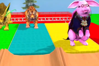 create 3d crossing fountain cartoon for kids paint animals