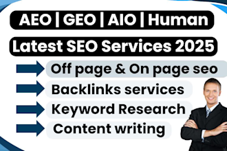 boost your rankings with aeo, GEO, aio, digh da backlinks on page SEO
