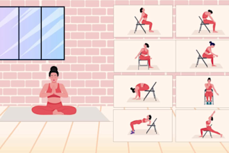 draw yoga illustration, exercise, workout medical illustration flat illustration