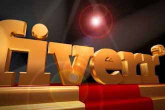 create gold stage, red carpet VIP 3d logo animation