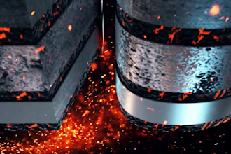 create 3d grunge metal and fire logo intro